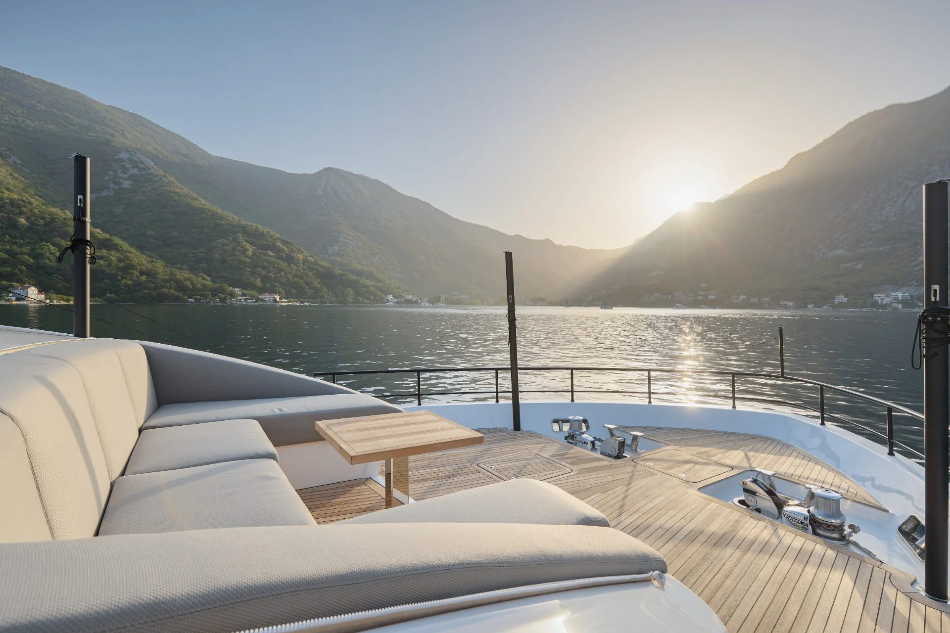 Foredeck seating at sunrise